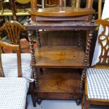 A 19th century rosewood 3-tier whatnot, with drawer-fitted base and spiral columns, and a 19th