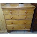 A Victorian pine 5-drawer chest with bracket feet, W95cm, H107cm