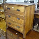 A 1920s oak 3-drawer chest, W84cm