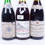 3 bottles of wine - 1983 Clos-Vougeot, 1971 Gevrey Chambertin, and 1985 Chassagne Montrachet