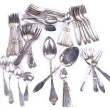 A quantity of Continental silver plated and white metal teaspoons and cutlery