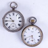 An engine turned silver-cased key-wind pocket watch, with a secondary dial, movement no. 20016,