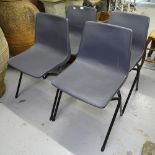 A set of 4 moulded plastic-seated chairs, circa 1970, from the Chair Centre for Hille International,