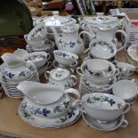 Royal Doulton "Burgundy" dinner service, including tureens, and matching coffee set for 10 people