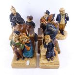 A group of 8 early 20th century Bretby Dickens ceramic figurines, including bookend examples (8)