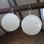A Vintage pair of milk glass ceiling light shades, diameter 24cm