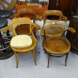 4 early 20th century bentwood bow-arm chairs