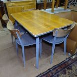 Ernest Race, a mid-century set of 4 BA chairs and matching BA dining table, all with cast maker's
