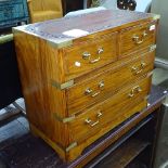 A small hardwood brass-bound chest of 4 drawers, W61cm, H53cm