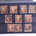 GB - 1841 Imperforate One Penny Reds (10 copies) all cancelled with Black Maltese Crosses, on