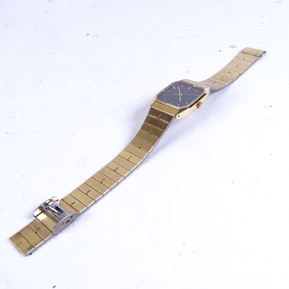 A gent's gold plated quartz wristwatch, working order, original box - Image 2 of 2