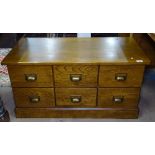A modern oak low 6-drawer chest, W100cm, H50cm