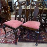 A set of 6 Edwardian mahogany Queen Anne style dining chairs