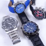 NAUTICA - 2 gent's chrome-cased wristwatches, and an Invicta wristwatch, and another (4)