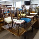 7 various Victorian mahogany and marquetry inlaid chairs