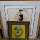 A pair of J C G Illingworth coloured fashion prints, 50cm x 40cm, framed, and another print (3)