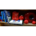 Ceramic balls and bag, and various hardback books