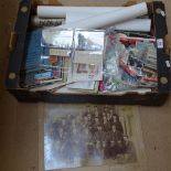 19th century large scale University photograph, autograph slips, doll magazines etc (boxful)