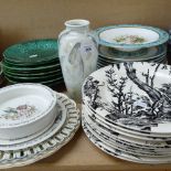 Various ceramics, including Majolica plates, Worcester plates and stand, Pierre Deux plates etc