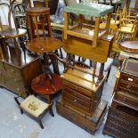 A mahogany 4-drawer music chest, a Sutherland table, a tripod table, a stool, a pine box etc