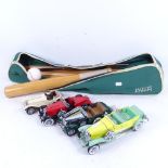 A Jaques rounders set, and 4 Franklin Mint diecast Vintage cars
