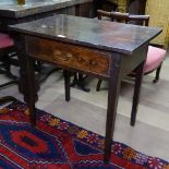 A Georgian oak side table, with single frieze drawer, on square tapered legs, W71cm, H69cm