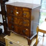 A mahogany serpentine-front chest of 3 drawers, on bracket feet, W62cm, H75cm