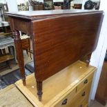 A 19th century mahogany single drop leaf table, end frieze drawer, on fluted legs, W92cm, H72cm