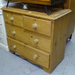 A Victorian pine 4-drawer chest, W90cm