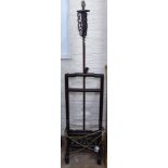 A Chinese padauk wood standard lamp, with carved and pierced panel decoration, H142cm
