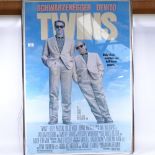 Twins 38" x 26" film poster, starring Arnold Schwarzenegger and Danny Devito, framed