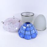 Various ceiling light shades, including blue leadlight example (4)