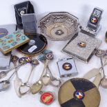 Various collectables with enamelled boat emblems, including cigarette case, souvenir spoons,