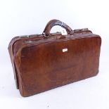 An Antique leather Gladstone bag, length 44cm