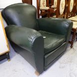 A mid-century green rexine upholstered Club chair