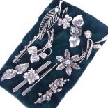 11 various Danish silver brooches, to include pieces by Hermann Siersbol