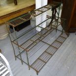 A Vintage painted wrought-iron 3-tier garden plant stand, W120cm, H74cm