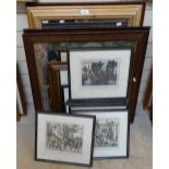 Quantity of various pictures, etchings, prints and a mirror