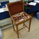 A quantity of Fiddle and Old English pattern cutlery, a carving set etc, in a fitted canteen on