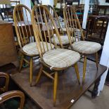 A set of 4 Ercol Quaker dining chairs with original cushions