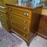 An Edwardian satinwood cross-banded chest of 4 drawers, bracket feet, W61cm, H77cm