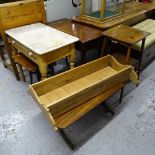 A 19th century mahogany side table, a Victorian marble-top washstand on pine base, and 3 other
