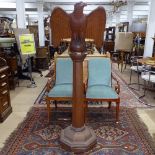 A Victorian oak Gothic lectern, surmounted by an eagle, H155cm