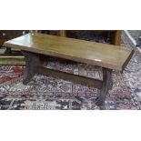 A rectangular oak and elm stool, L90cm