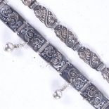 2 Scandinavian silver bracelets with embossed panels