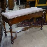 A Victorian mahogany duet stool, W92cm, H53cm