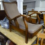 A 1930s Art Deco walnut lounge chair, in the plantation style