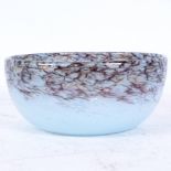 A small Monart Studio glass bowl, blue and purple marbled decoration, unsigned, diameter 11.5cm