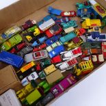 A large quantity of various diecast and plastic toy vehicles, including Corgi, Matchbox, Lesney