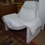 A mid-century Saporiti, Italy, P60 white leather lounge chair, by Vittorio Introini for the